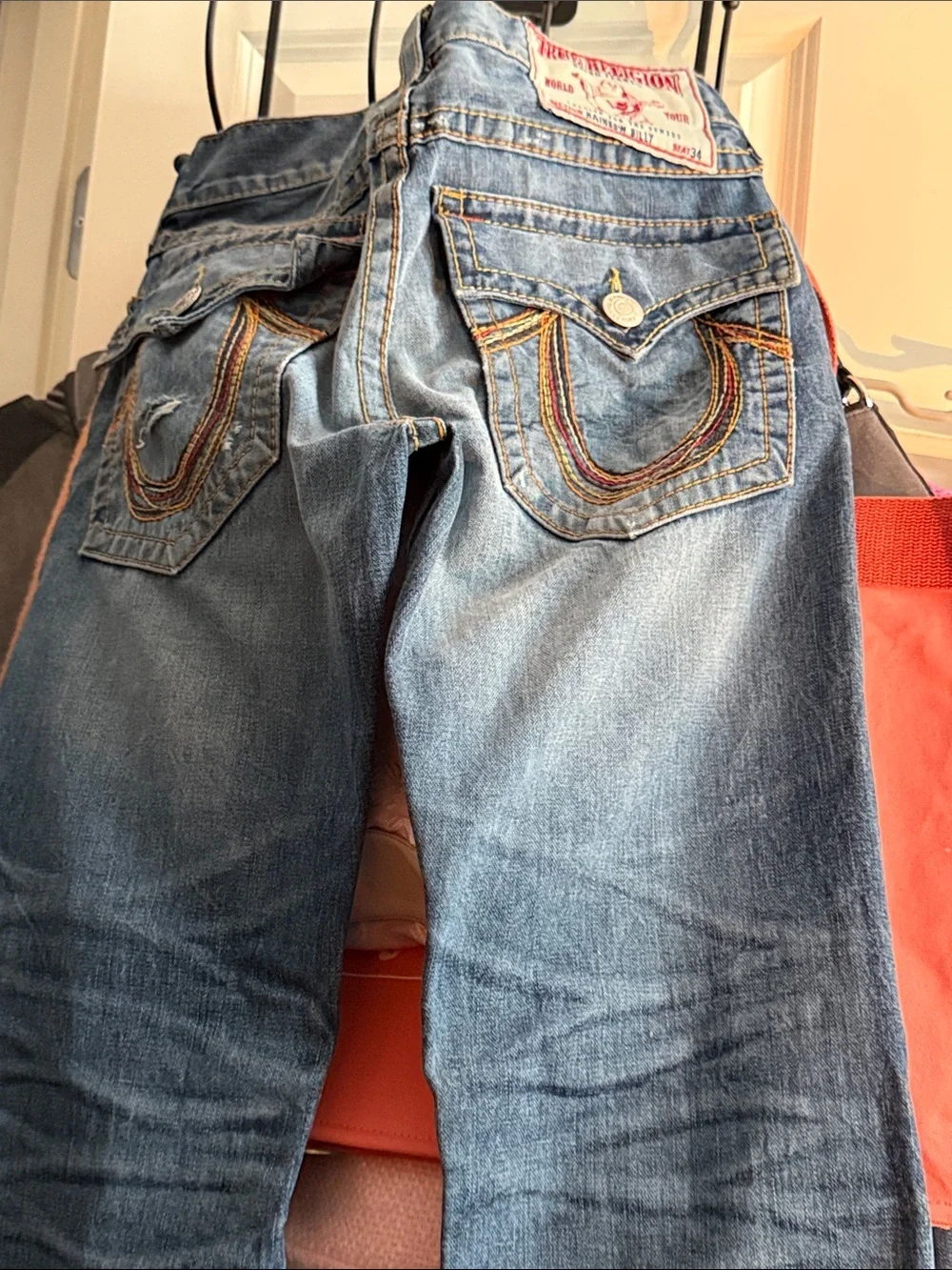 True Religion Light Blue Embroidered Back Pocket Jeans